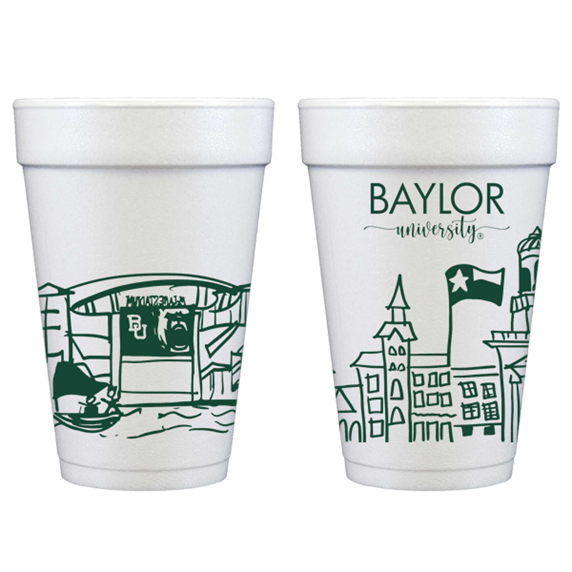 Foam Cup 10 Pack {Baylor University Skyline-Waco, Texas}