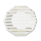 Frenchie Metallic Gold Striped Small Plates - 8 Pk.: Gold