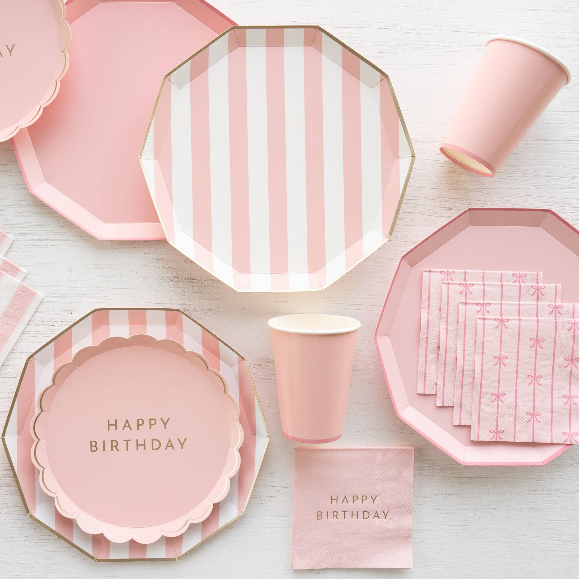 PETAL PINK SIGNATURE CABANA STRIPE PLATES