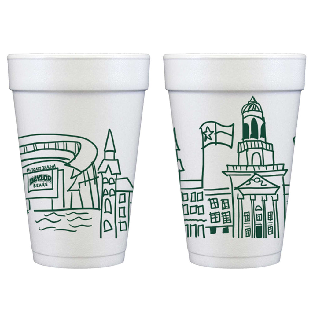 Foam Cup 10 Pack {Baylor University Skyline-Waco, Texas}
