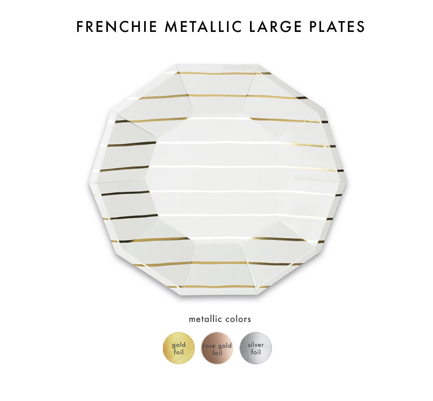 Frenchie Metallic Gold Striped Small Plates - 8 Pk.: Gold
