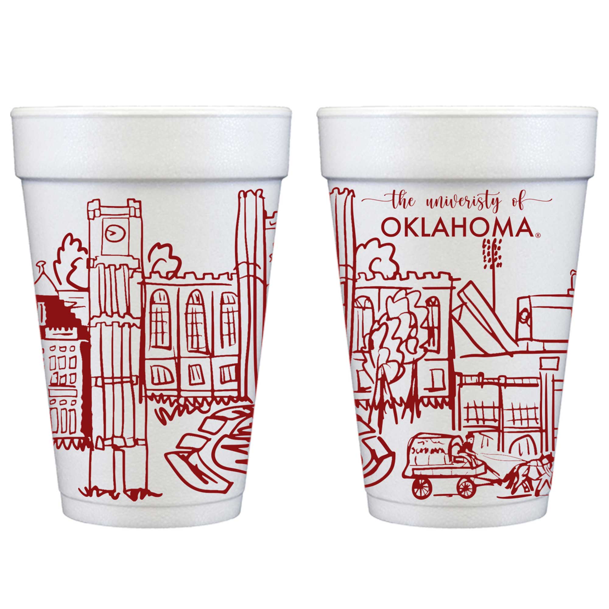 Foam Cup 10 Pack {Oklahoma University Skyline-Norman, OK}