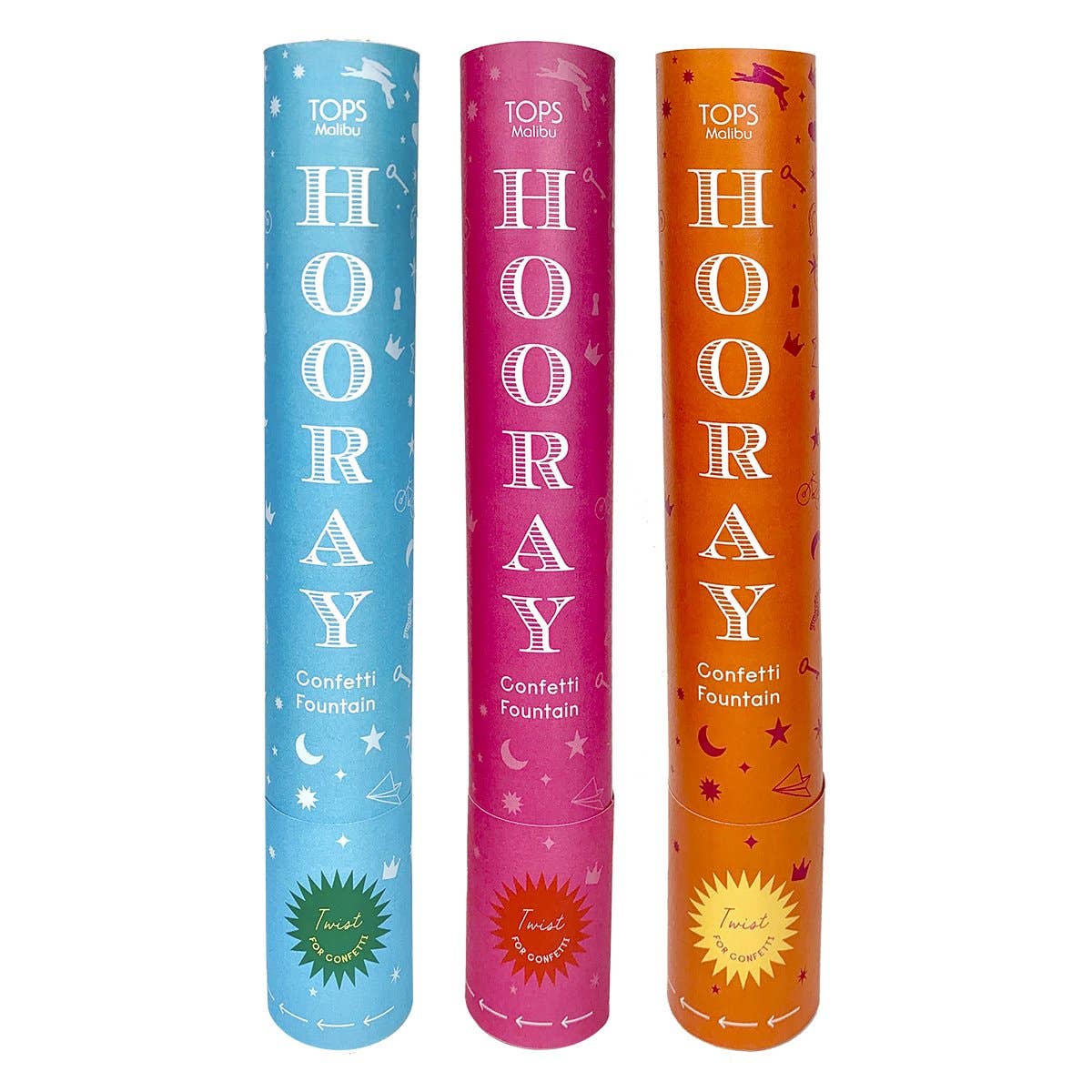 Confetti Fountain 9.5" - "HOORAY" - Assorted Colors