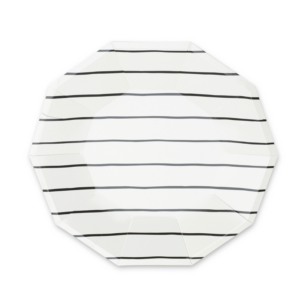 Frenchie Striped Small Plates - 8 Pk.: Ink