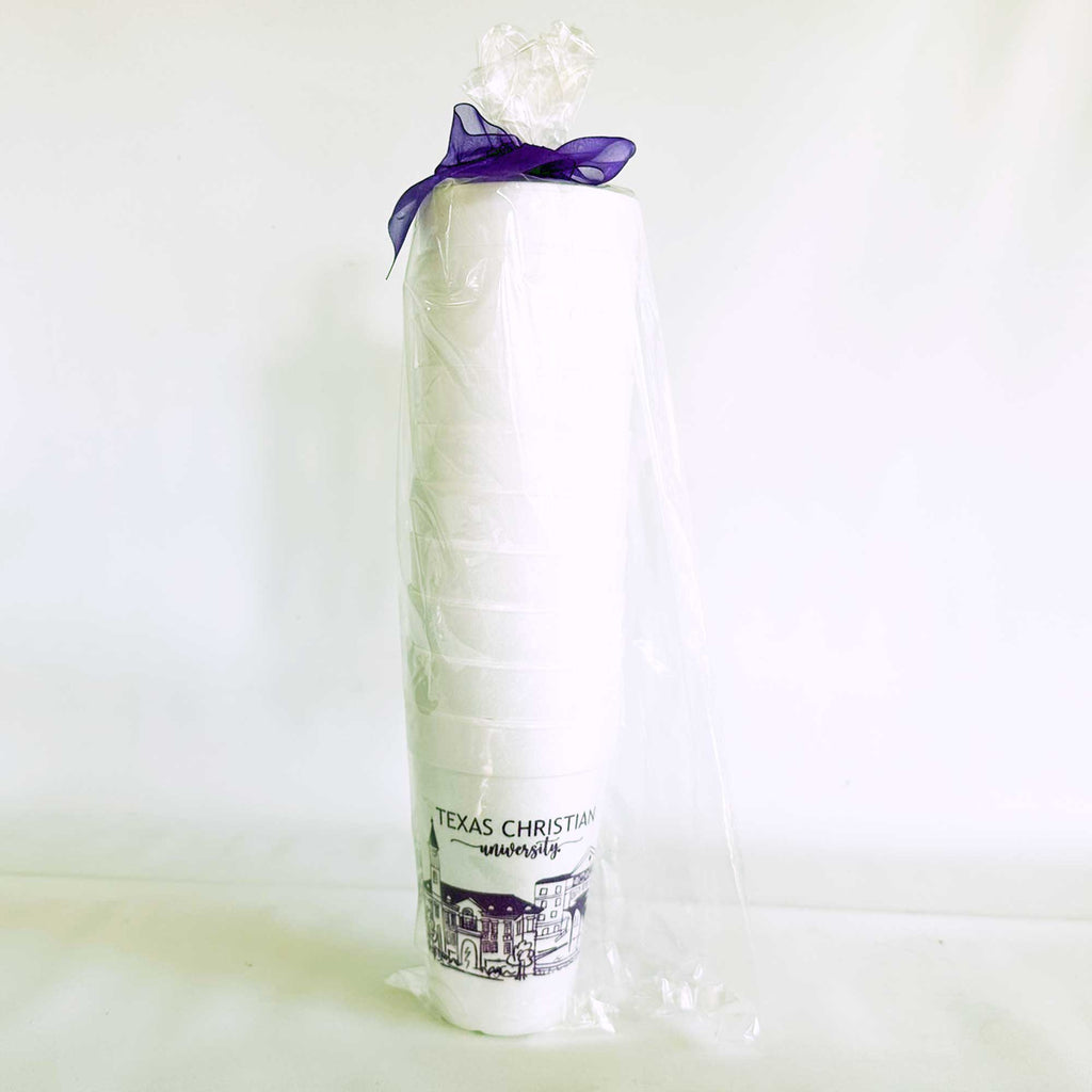 Foam Cup 10 Pack {Texas Christian University (TCU) Skyline}