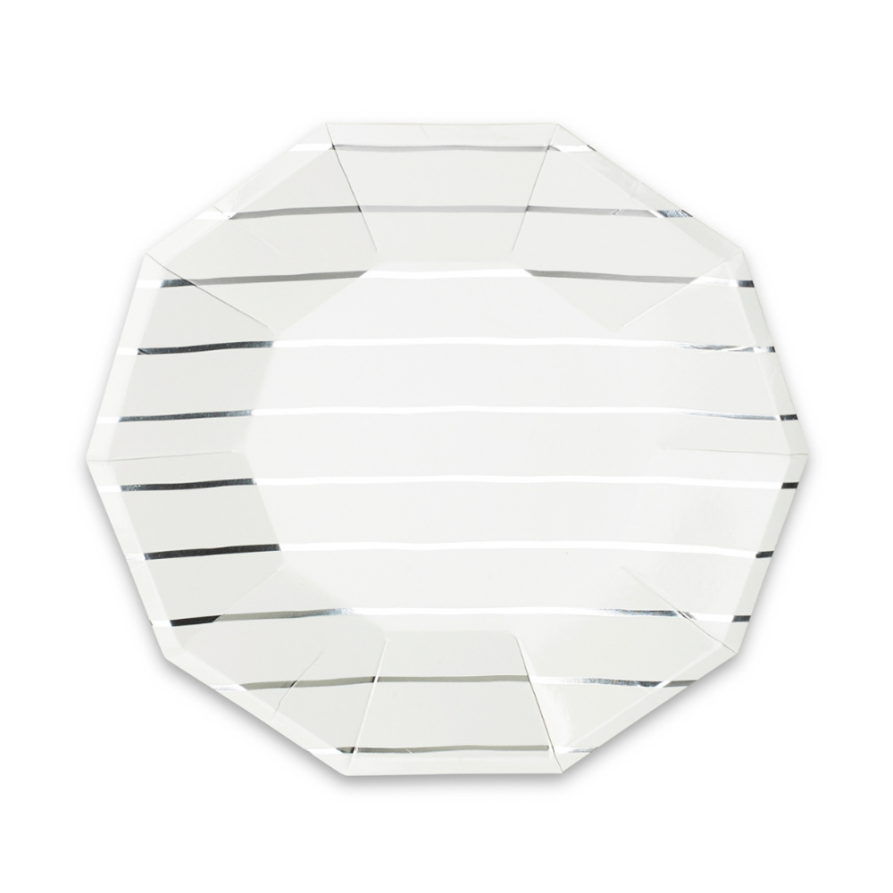 Frenchie Metallic Gold Striped Small Plates - 8 Pk.: Gold