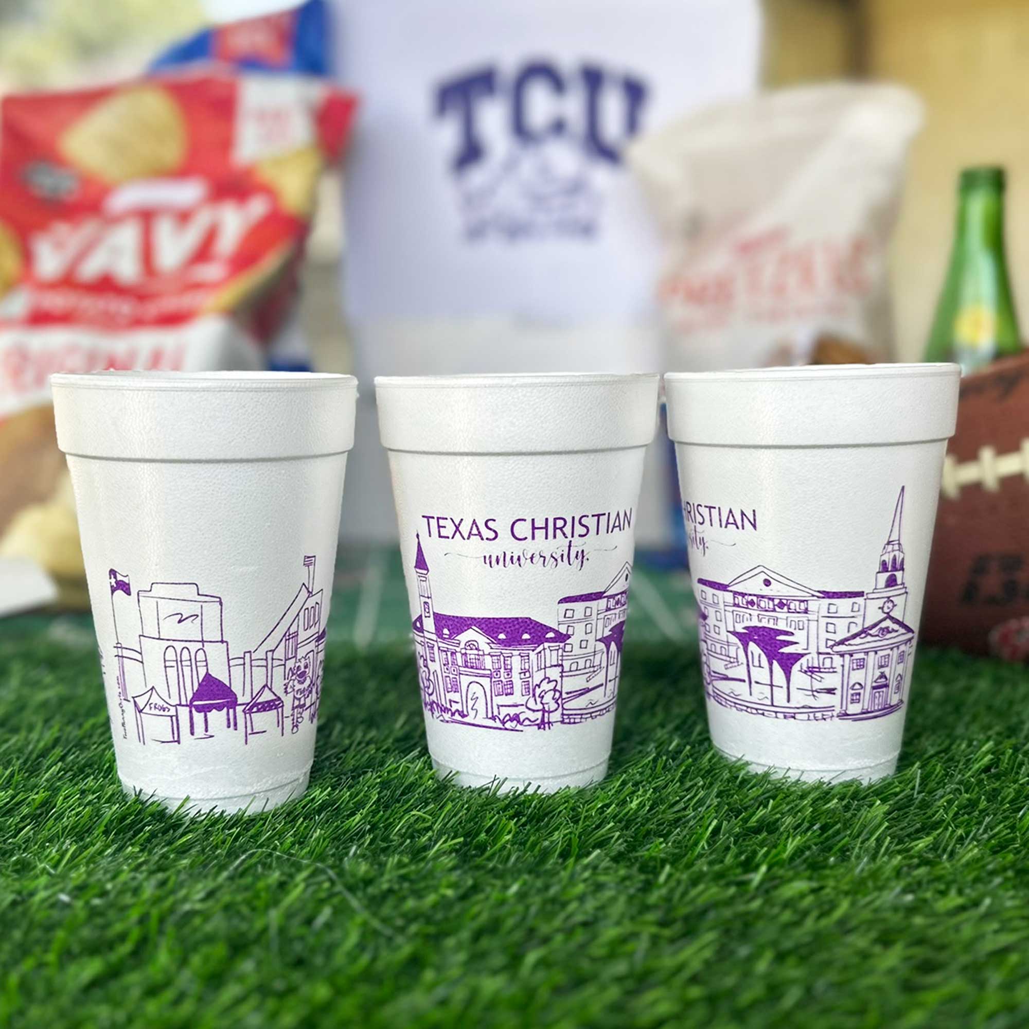 Foam Cup 10 Pack {Texas Christian University (TCU) Skyline}