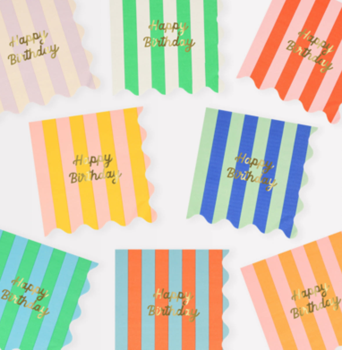 Meri Meri- Striped Happy Birthday napkins