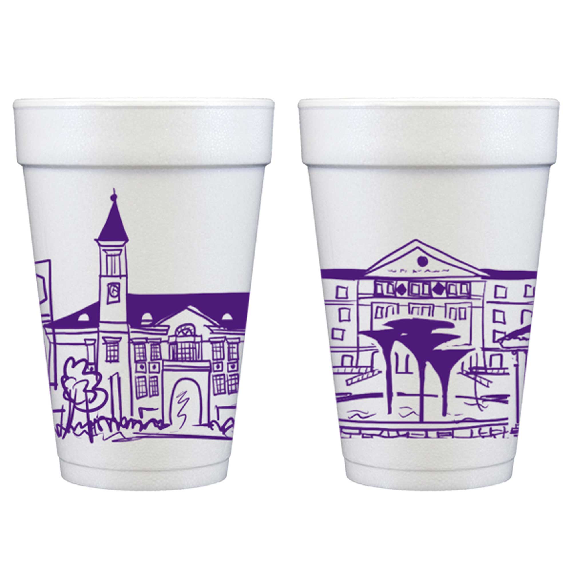 Foam Cup 10 Pack {Texas Christian University (TCU) Skyline}