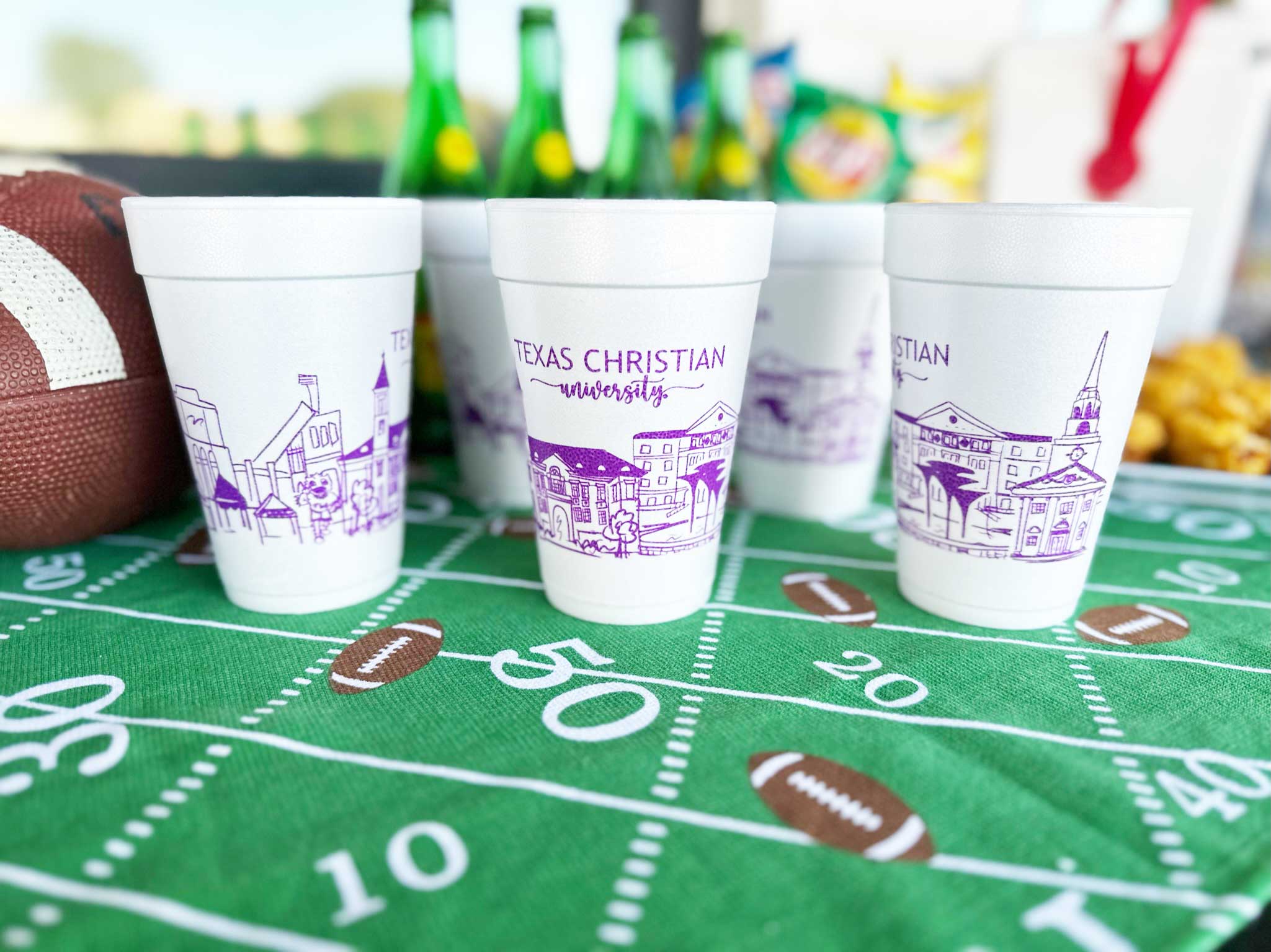 Foam Cup 10 Pack {Texas Christian University (TCU) Skyline}