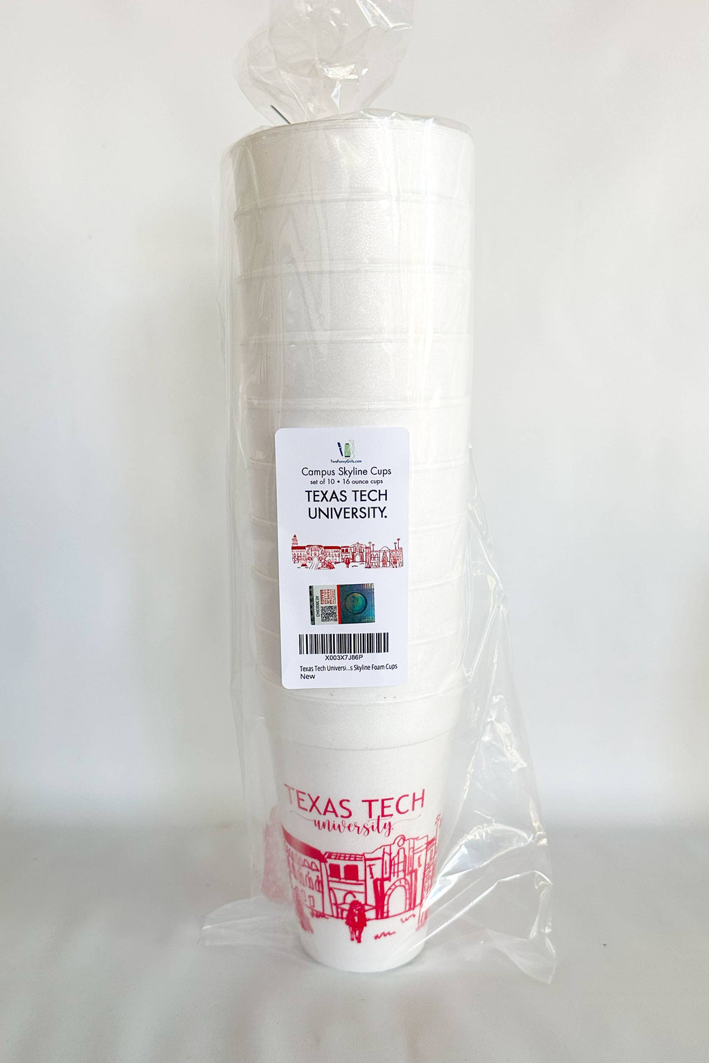 Foam Cup 10 Pack {Texas Tech University  Skyline}