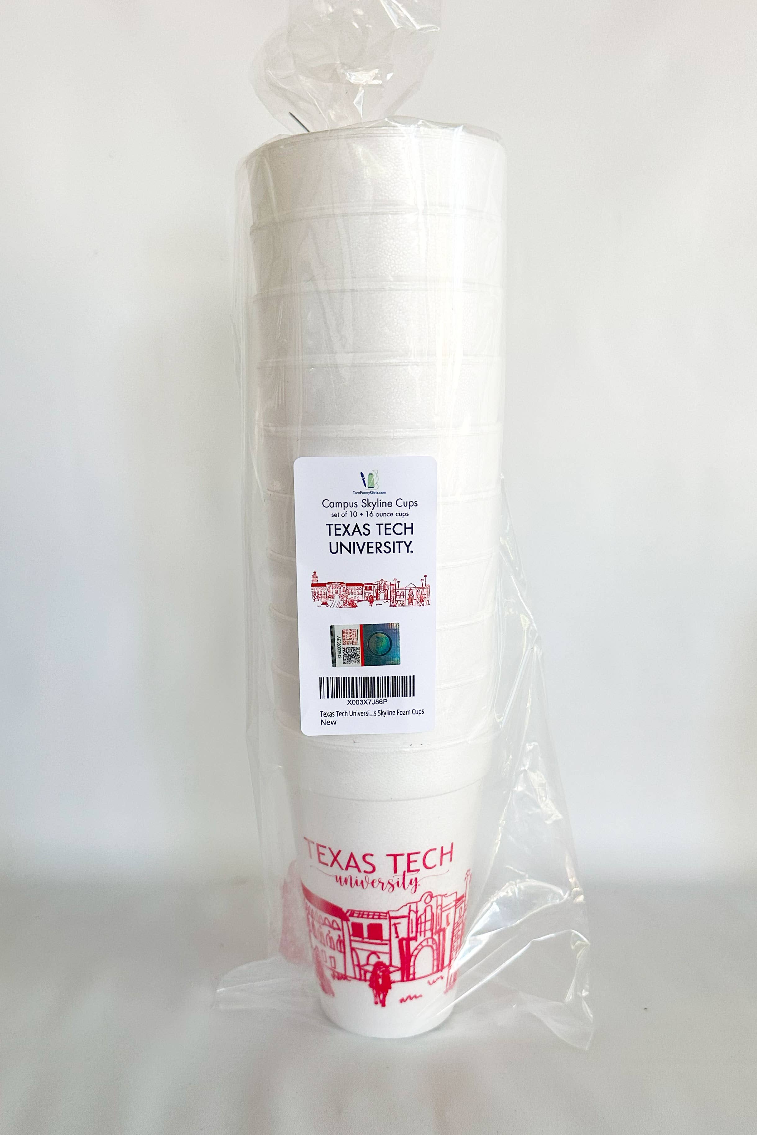 Foam Cup 10 Pack {Texas Tech University  Skyline}
