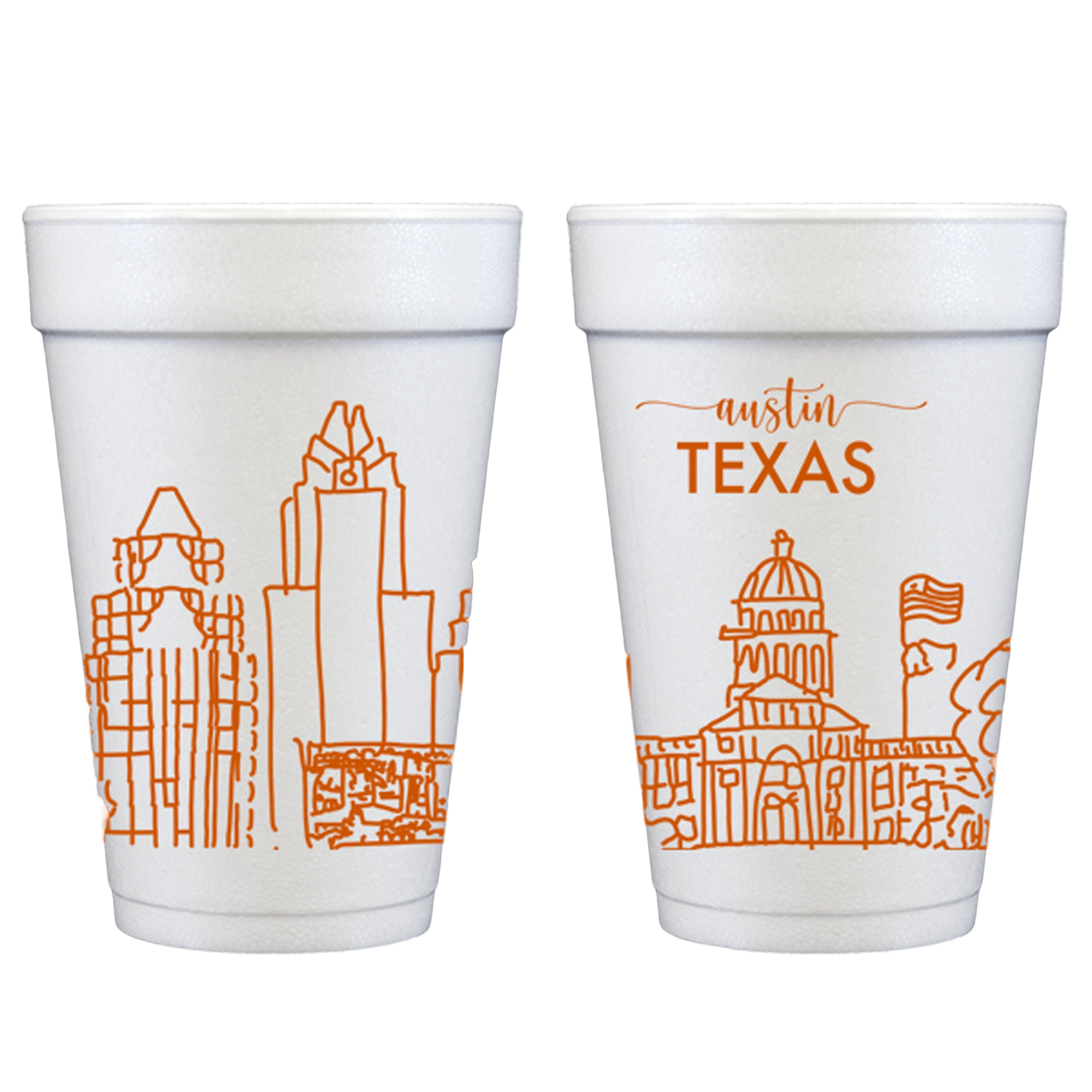 Foam Cup 10 Pack {Austin, Texas Skyline}