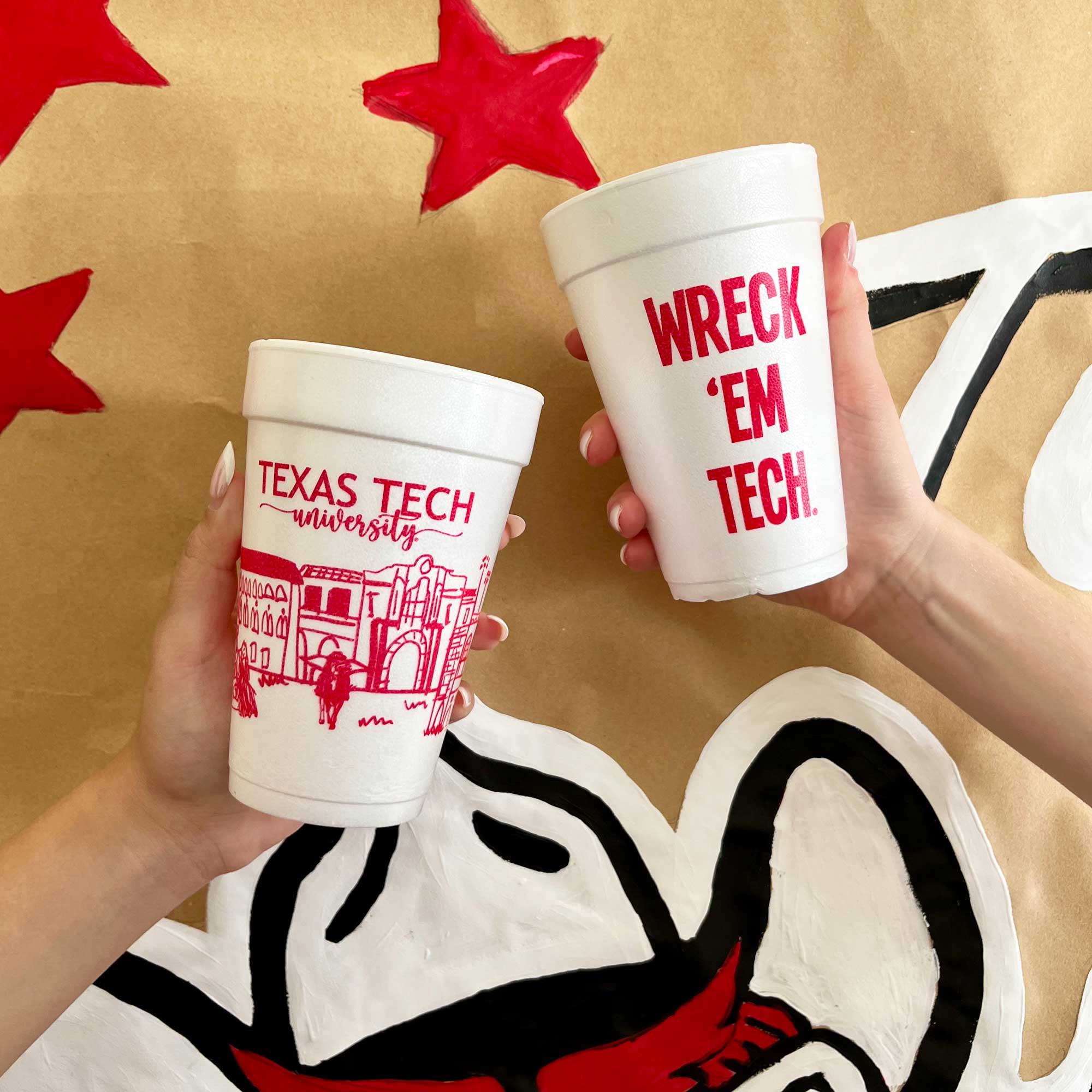 Foam Cup 10 Pack {Texas Tech University  Skyline}