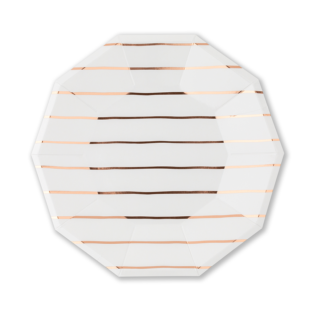 Frenchie Metallic Gold Striped Small Plates - 8 Pk.: Gold