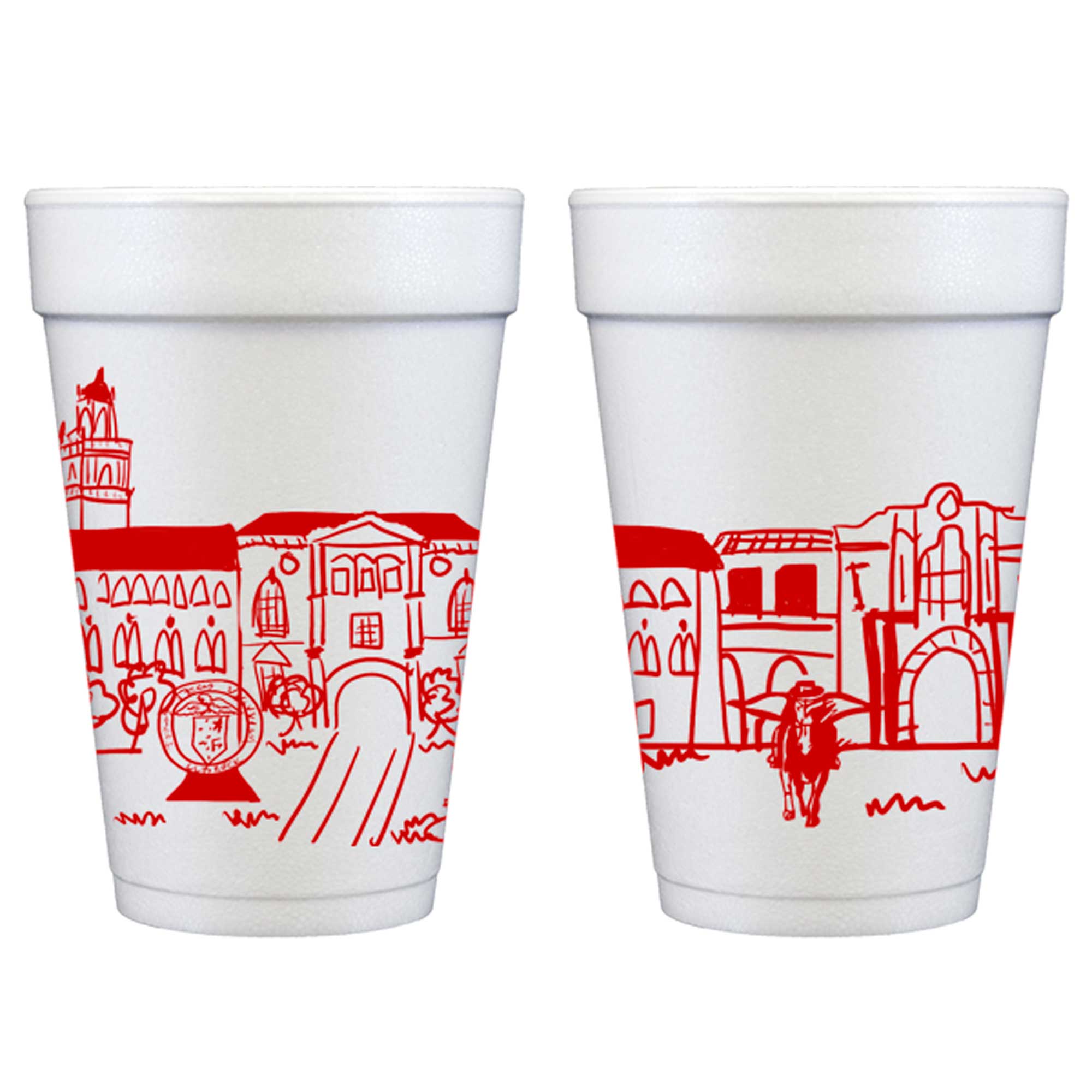Foam Cup 10 Pack {Texas Tech University  Skyline}