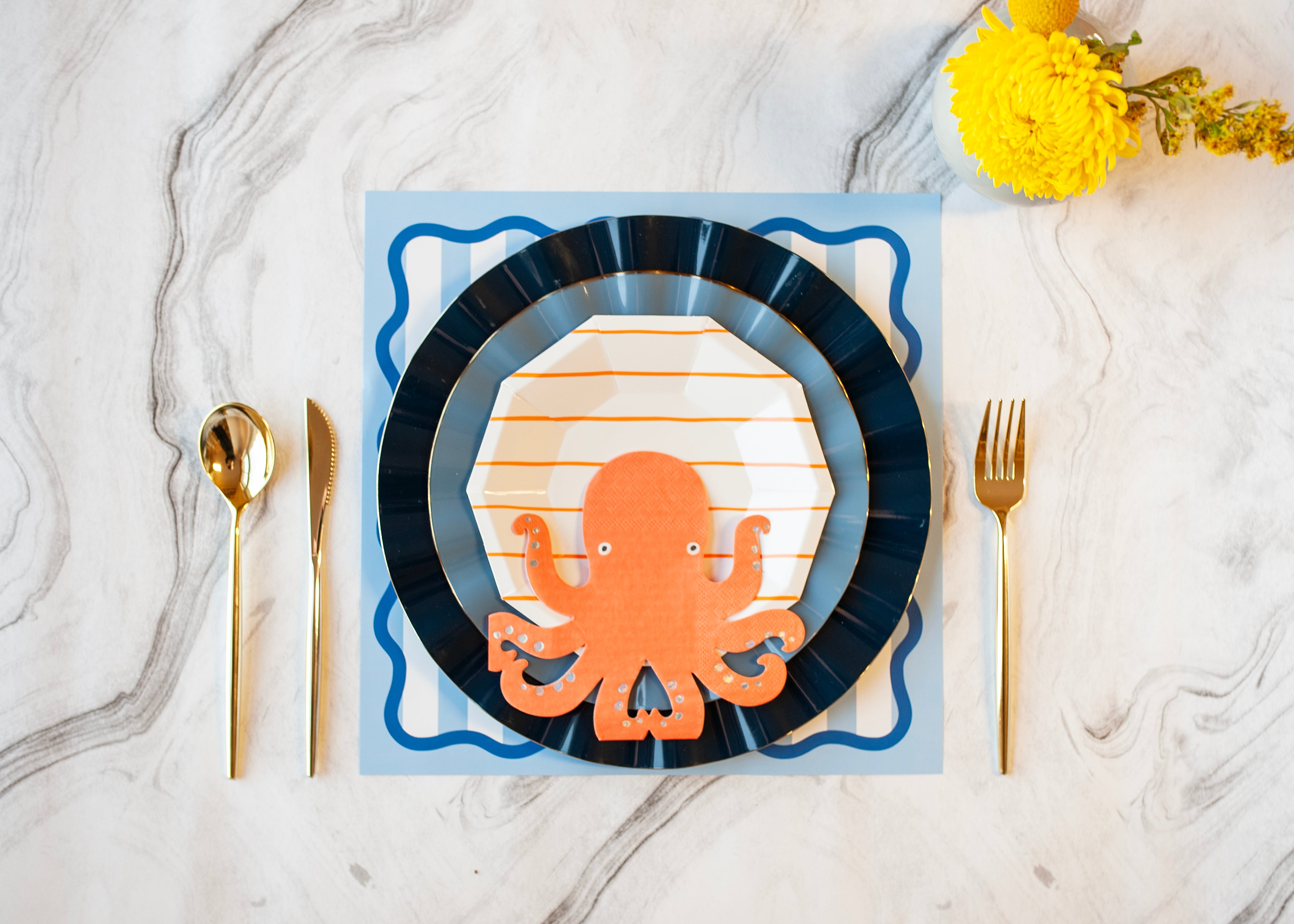 Blue Stripe Paper Placemat