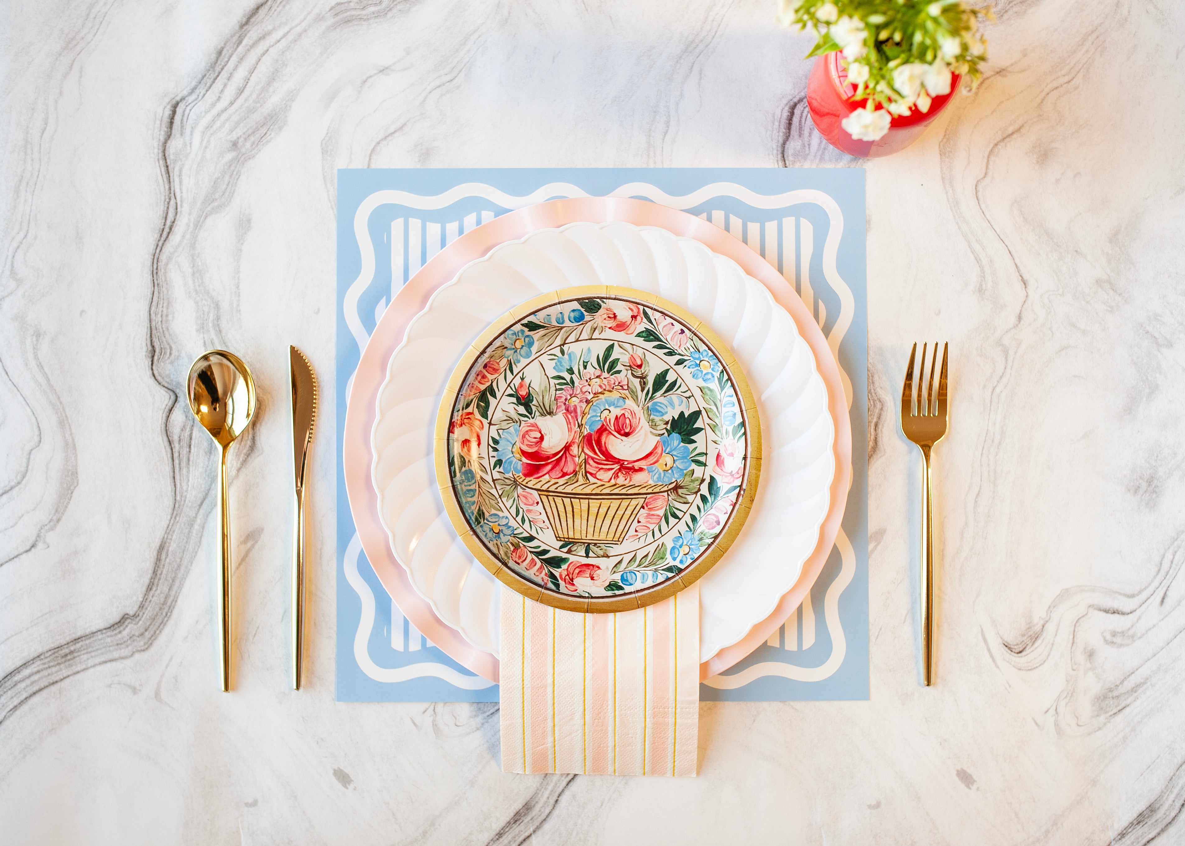 Blue Stripe Paper Placemat